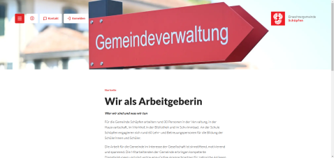 Wir als Arbeitgeberin Webseite Gemeinde Schüpfen