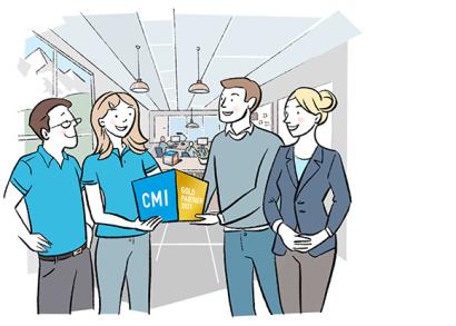 Illustration Übergabe Zertifikat CMI Gold Partner 2021