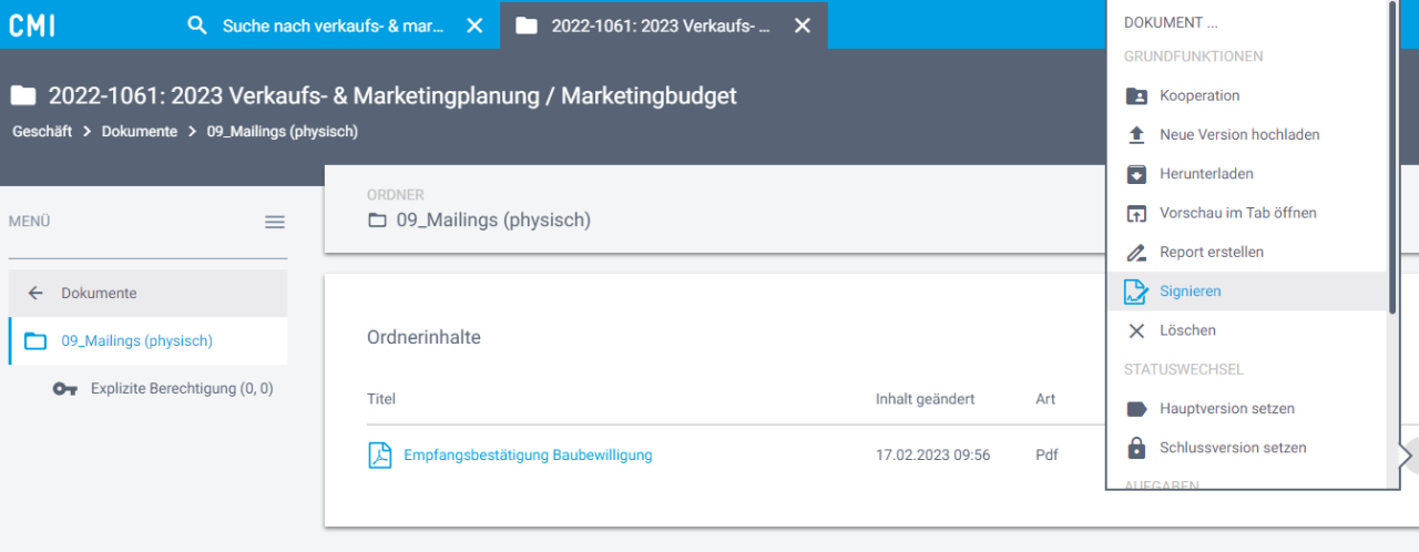 DeepSign in CMI - Schritt 1