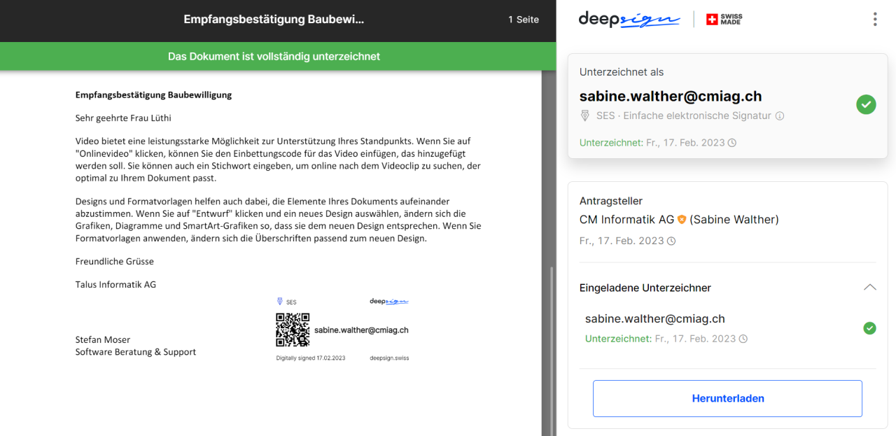 DeepSign in CMI - Schritt 5