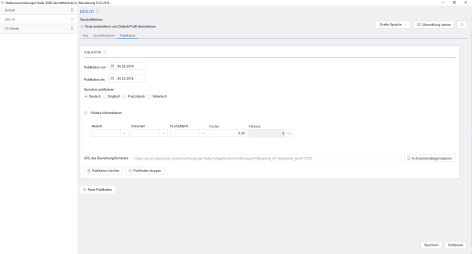 Publikationsfunktion für Stellenausschreibung