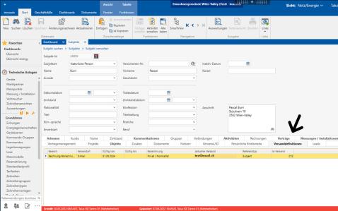 innosolv Versanddefinitionen innerhalb der Subjektverwaltung